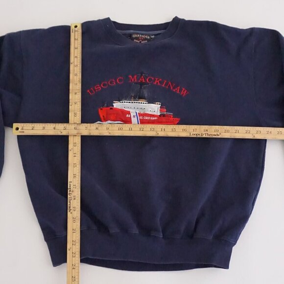 Vintage Horseman 913 Navy Embroidered US Coast Guard Cotton Crewneck Sweater L - Picture 4 of 13